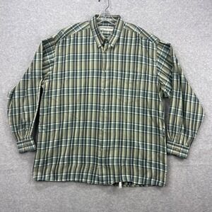 Jhane Barnes Shirt Mens XL Green Blue Stripe Check Abstract Y2K Woven In Japan